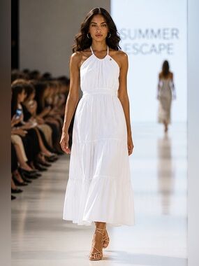 GAP White Halter-Tie Maxi Dress